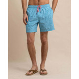 Southern Tide Men's Ditzy Floral Swim Trunk in Ocean Aqua colorway