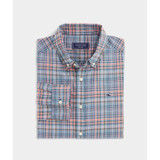 Vineyards Vines Men's Cotton Madras Plaid Shirt in Mallard Blue Plaid