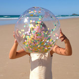 Sunny Life Confetti Inflatable Beach Ball in Clear/Multi confetti