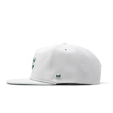 The Melin Coronado Links Hydro Snapback Celtics Hat in White and Green