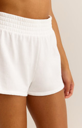 Z Supply Women's Rise Up Fleece Shorts in White colorway