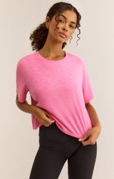 Z Supply Women's Feel The Breeze Tee in Neon Pink colorway