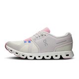 The On Running Cloud 5 Push Running Shoes in the Ivory and Blossom Colorway