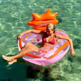 Sunny Life Strawberry Luxe Tube Pool Ring in Strawberry Pink colorway