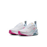 The nike pink Little Kids' Air Max 270 Shoes in White and Pink