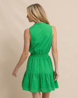 Southern Tide Women's Londyn Eyelet Dress in Lawn Green colorway