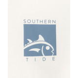 Southern Tide Boy's Boxed Chest Performance Long Sleeve T-Shirt in Sand White colorway