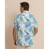 Southern Tide Men's Paradise Palms Linen Rayon Short Sleeve Sport Shirt in Classic White colorway