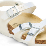 The Birkenstock Kids' Kumba Birko-Flor Sandals in Embossed White Leather