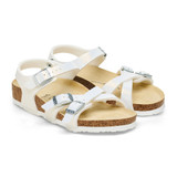 The Birkenstock Kids' Kumba Birko-Flor Sandals in Embossed White Leather