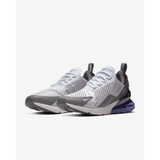 The Nike Men's Air Max 270 Shoes in White, Persian Violet, Dark Grey, and White