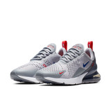 The Nike Men's Air Max 270 Shoes in Wolf Grey and Game Royal Blue