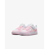 The Nike Little Kids' Court Borough Low Recraft in White and Pink Foam