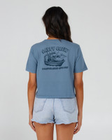 Salty Crew Women's Floats Your Boat Crop Tee in Bluestone colorway