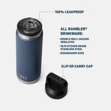 YETI Rambler 26 oz Chug Bottle in white, shown at angle view