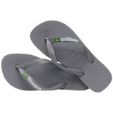 The Havaianas Kids' Brazil Logo Sandals in Steel Gray