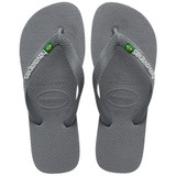 The Havaianas Kids' Brazil Logo Sandals in Steel Gray