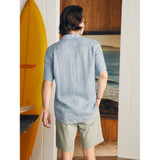 The Faherty Men's Palma Short Sleeve Linen Shirt in the Blue Basketweave Colorway