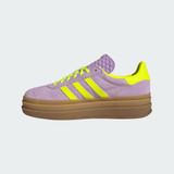 The Adidas Women's Gazelle Bold Shoes in Purple and Yellow