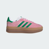 The Adidas Women's Gazelle Bold Shoes in Pink and Green