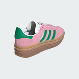 The Adidas Women's Gazelle Bold Shoes in Pink and Green