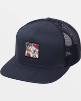 RVCA VA All the Way Print Trucker Hat Dark Denim detail view