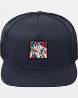 RVCA VA All the Way Print Trucker Hat Dark Denim front view