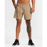 The RVCA Men's Yogger Stretch 17 inch  Athletic Shorts  in Dark Khaki