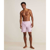 The Vineyard Vines Men's Seersucker Chappy 7" Swim Trunks in Mare Stripped Jetty Red