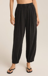 Z Supply Women's Step Out Gauze Pants in Black colorway