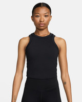 Nike Women's Dri-FIT One Fitted Cropped Tank Top in Black front view