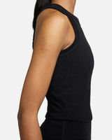 Nike Women's Dri-FIT One Fitted Cropped Tank Top in Black back view