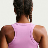 Nike Women's Dri-FIT One Fitted Cropped Tank Top in Light Magenta/White colorway