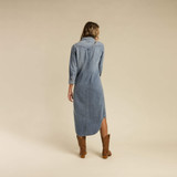 Sendero Provisions Co. Women's Annie Pearl Snap Shirt Dress in Classic Denim front view