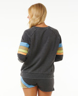 Rip Curl Women's High Tide Raglan Crew Pullover in Washed Black colorway