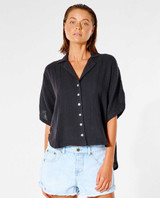 Rip Curl Women's Premium Surf Button Top in Black colorway