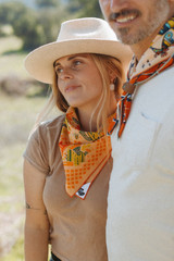 Bandits Bandanas Prickly Pollinators Bandana flat lay