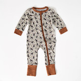 The Burlebo Infants' Full Zip Onesie in the Ducks and Dogs Pattern