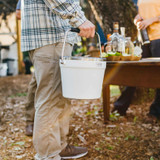 YETI Rambler Beverage Bucket in white, angled view displaying cylindrical design