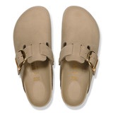 Birkenstock Women's Boston Big Buckle Clogs Tobacco Leather three-quarter view