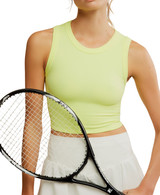 FP Movement Women's Free Throw Muscle Tank in Sour Citrus back view