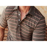 Criquet Men's Performance Players Stripe Shirt - Cassidy Stripe Brown