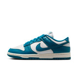 The Nike Women's Dunk Low Retro Shoes in Blue Green and White