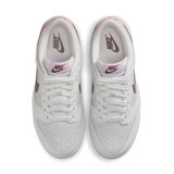 Nike Women's Dunk Low Retro Shoes in Summit White and Plum Chalk, back view