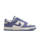 Nike Women's Dunk Low Retro Shoes in Sail and World Indigo, front view