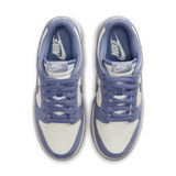 Nike Women's Dunk Low Retro Shoes in Sail and World Indigo, back view