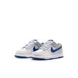The Nike Little Kids' Dunk Low Shoes in Summit White and Deep Royal
