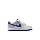 The Nike Little Kids' Dunk Low Shoes in Summit White and Deep Royal