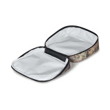 Jansport Lunch Break lunch box in bogcore camo brown, open view