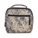 Jansport Lunch Break Lunch Box in bogcore camo brown, front view